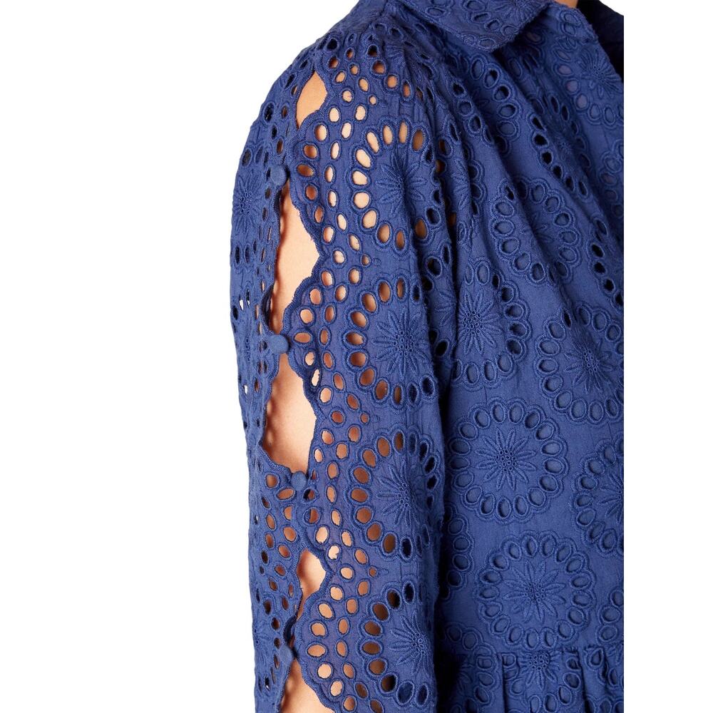 Figue NWT Isabella Eyelet Embroidered Dress Cutout Sleeves Navy Small - Picture 4 of 10